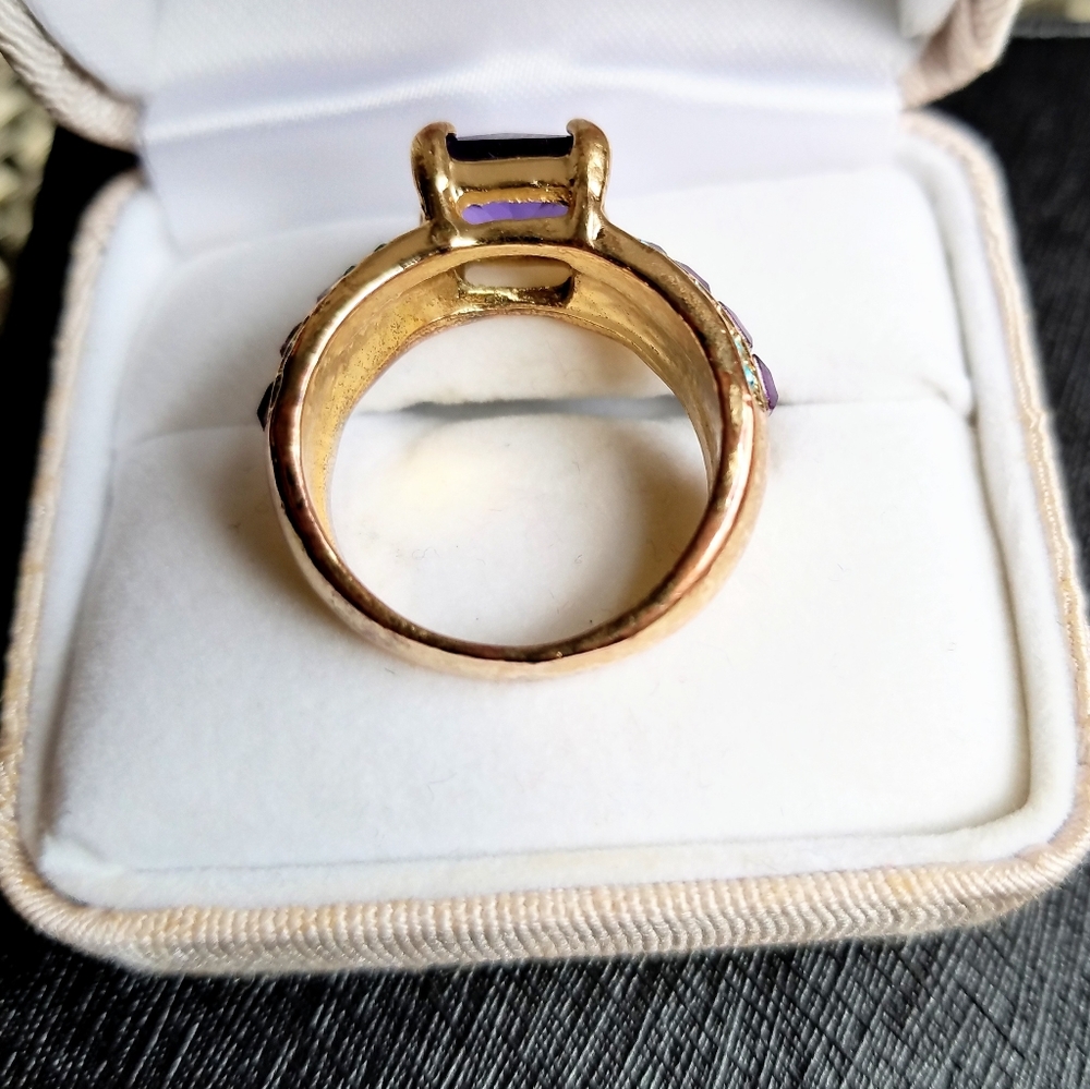 Turkish 18 K yellow filled gold purple amethyst stone ring size 8 - Picture 6 of 11